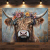 Boho Hochlandrind Kelly: Natürliches Wanddesign pur auf Leinwand 80x60 cm